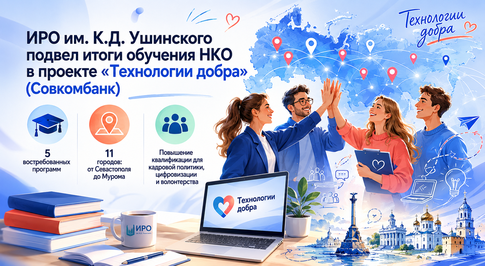 Институт подвел итоги партнерства с проектом ПАО «Совкомбанк» «Технологии добра»: более 100 специалистов НКО повысили квалификацию